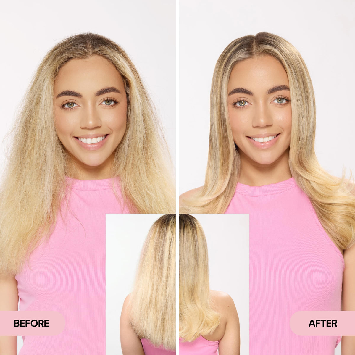 Wet hair before detangling after using L’ANGE HAIR Frizz Care for easier manageability.