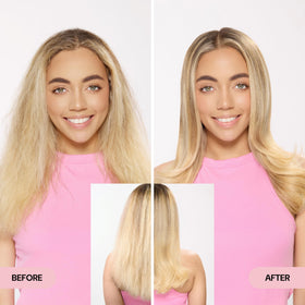 Wet hair before detangling after using L’ANGE HAIR Frizz Care for easier manageability.