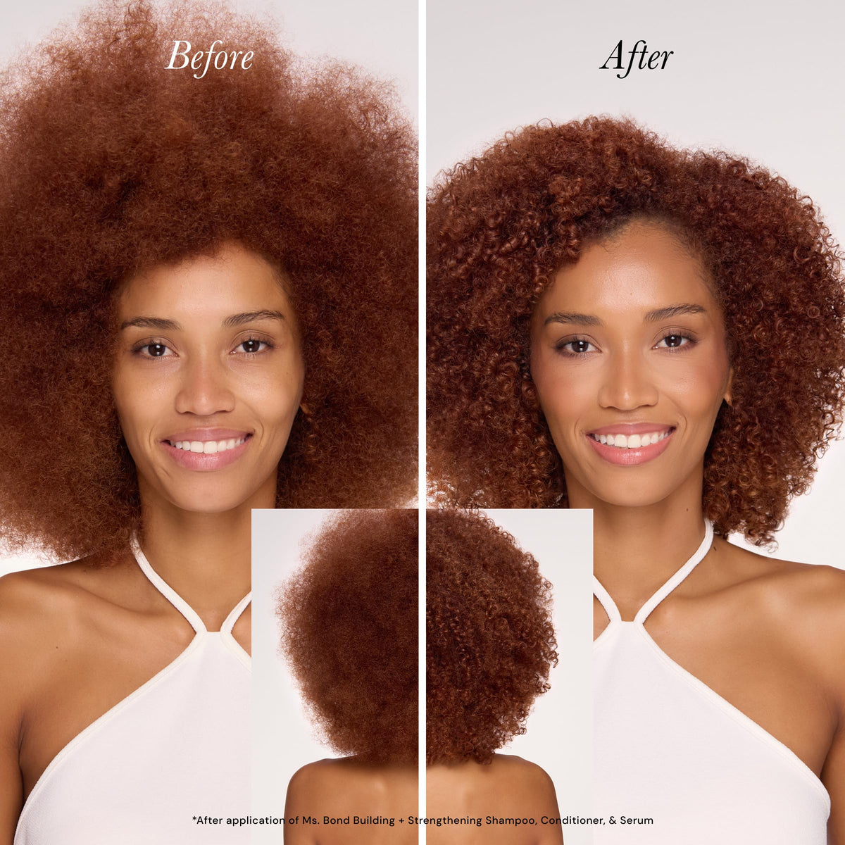 Hair with Ms Bond shine demonstrates a glossy, healthy finish