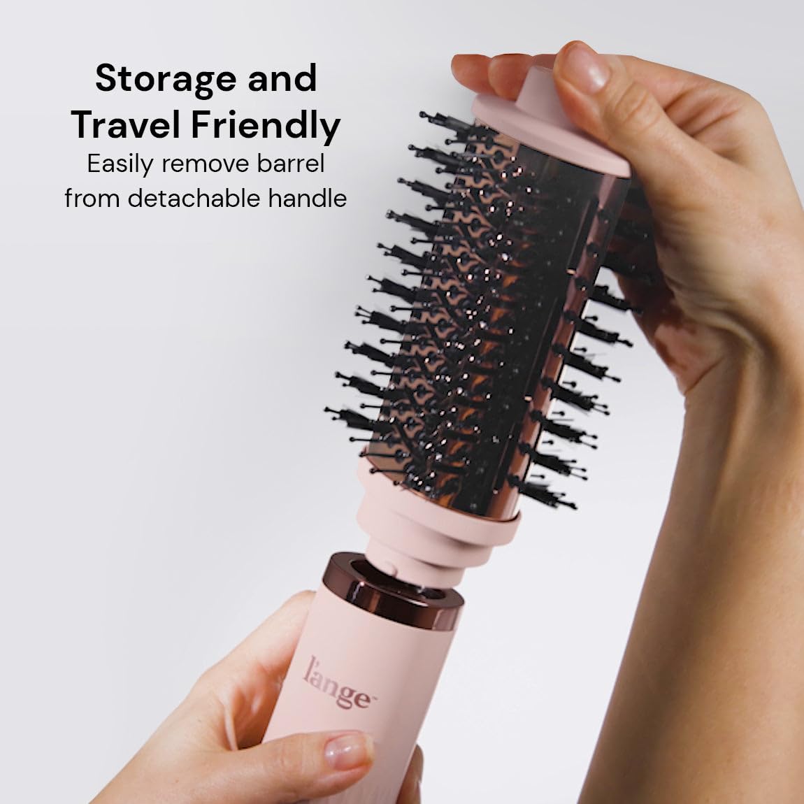 L'ANGE HAIR Tension-control bristles grip and smooth while drying.
