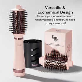 L'ANGE HAIR Titanium ionic barrel delivers frizz reduction and shine.