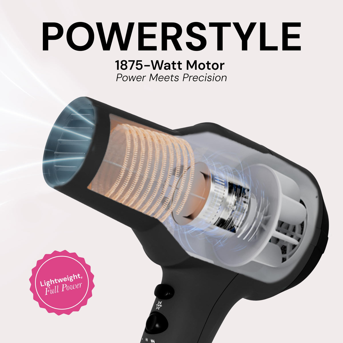 L'ANGE PowerStyle Turbo Ionic Dryer with wide-tooth comb for detangling