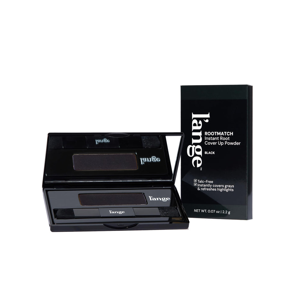 L'ANGE HAIR RootMatch instant root cover powder for quick gray concealment and natural blending.
