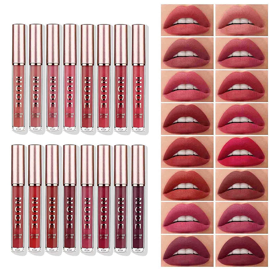 LANGMANNI Matte Liquid Lipstick Set with 16 shades for bold, long-lasting color
