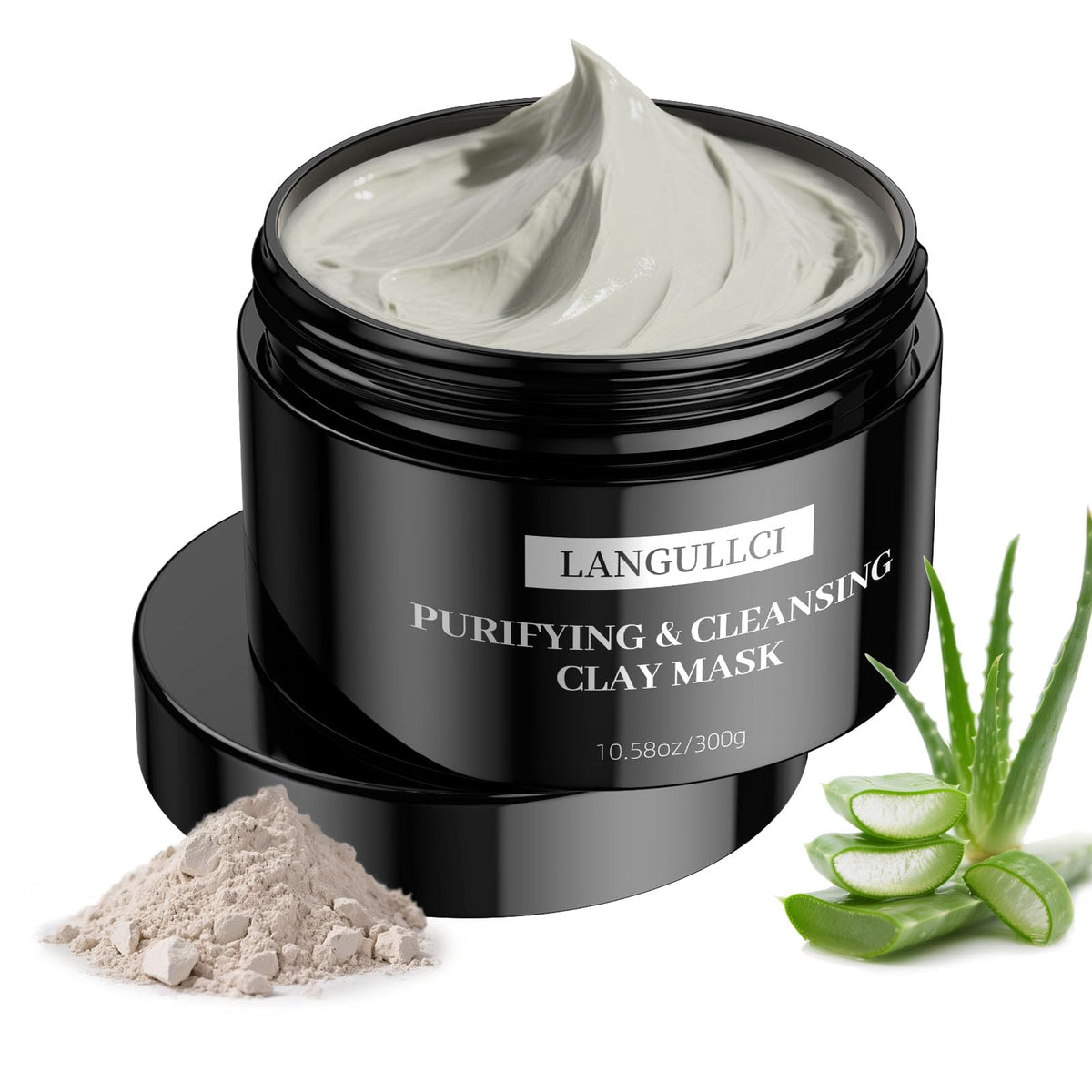 LANGULLCI clay mask purifying action with kaolin and charcoal for deep cleansing