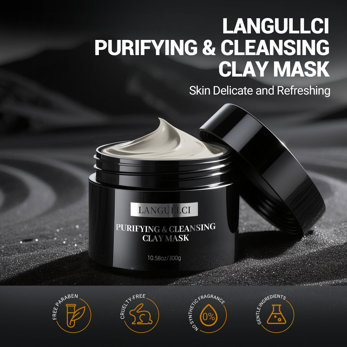 LANGULLCI kaolin clay activates absorption for impurities and excess oil on the skin