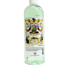 Lanman & Kemp Florida Water bottle releasing lemony floral mist.