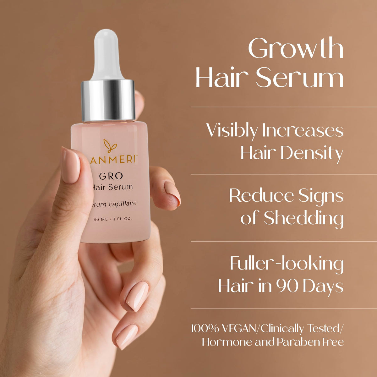 Lanmeri applying serum on scalp depicts a simple thinning-hair routine