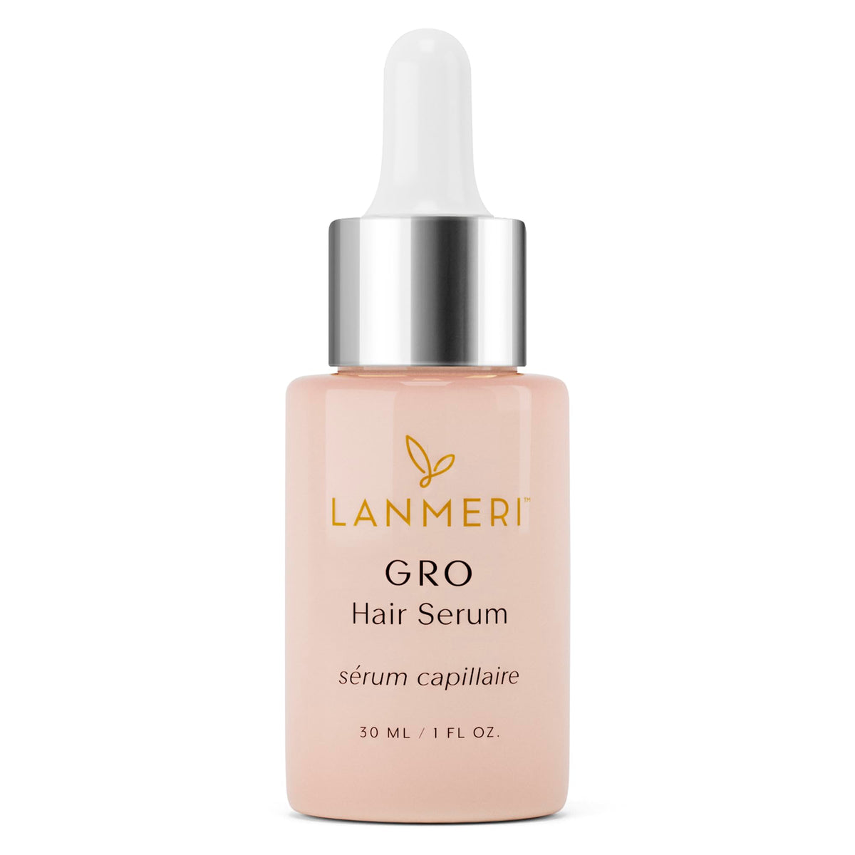 Lanmeri Growth Serum bottle shows vegan scalp care for fuller hair