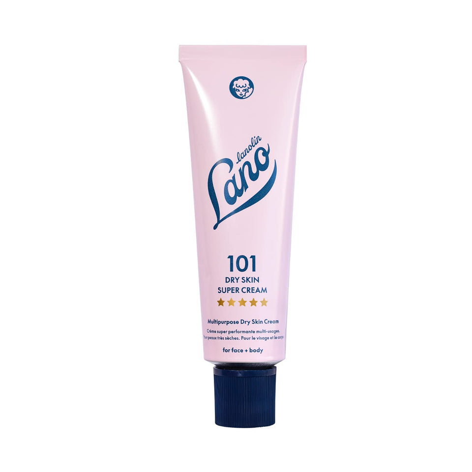 Lanolips 101 dry skin super cream jar close-up, whipped texture for hydration