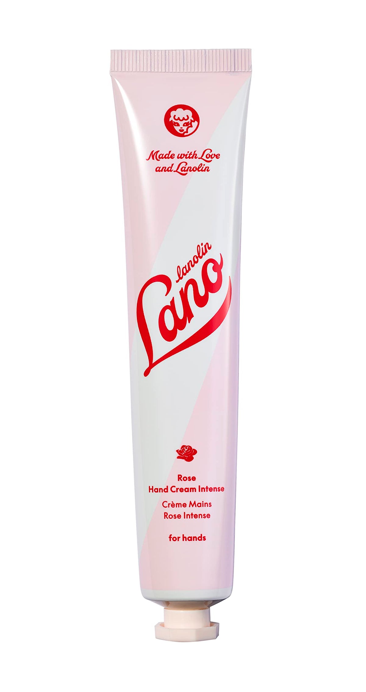 Lanolips Hand Cream Rose Oil close-up shows silky moisture for dry hands
