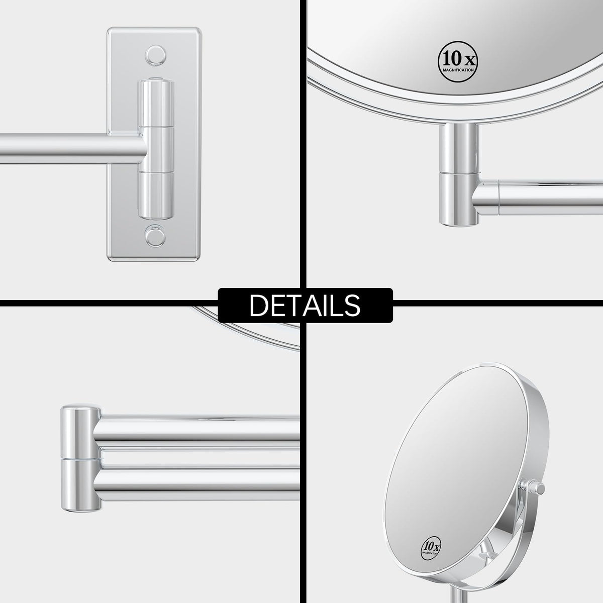 LANSI 8-inch vanity mirror folds flat against the wall after use