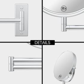 LANSI 8-inch vanity mirror folds flat against the wall after use
