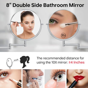 LANSI bathroom mirror with swing-arm design for easy positioning