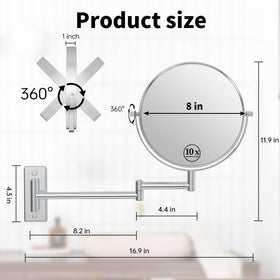 LANSI mirror with 360-degree extendable arm for flexible viewing