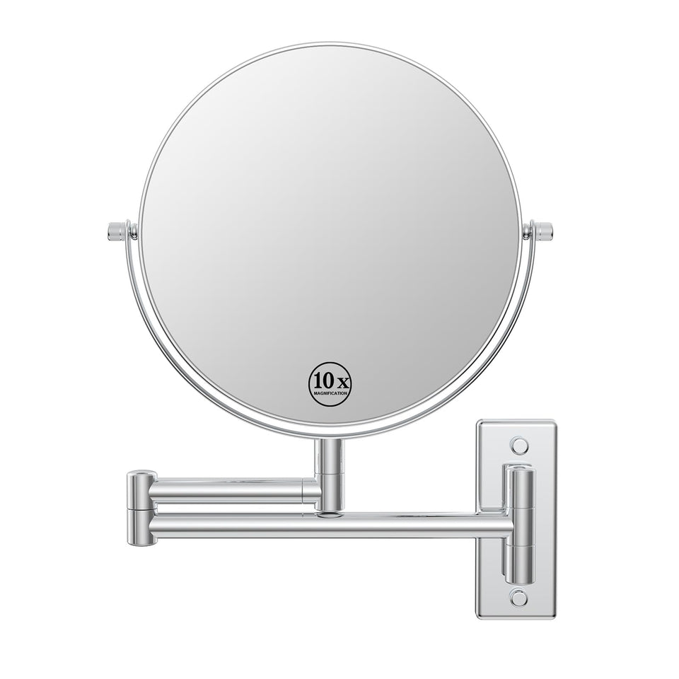 LANSI wall-mounted makeup mirror with 10x and 1x magnification for precise grooming