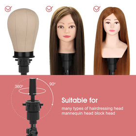 LNASI wig head stand 360-degree rotation for styling flexibility.