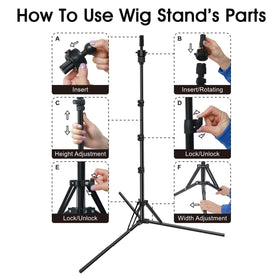 LNASI wig head stand with sturdy tripod base for stable setups.