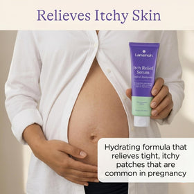 Lansinoh Itch Relief Serum application demonstrates quick, non-greasy absorption.