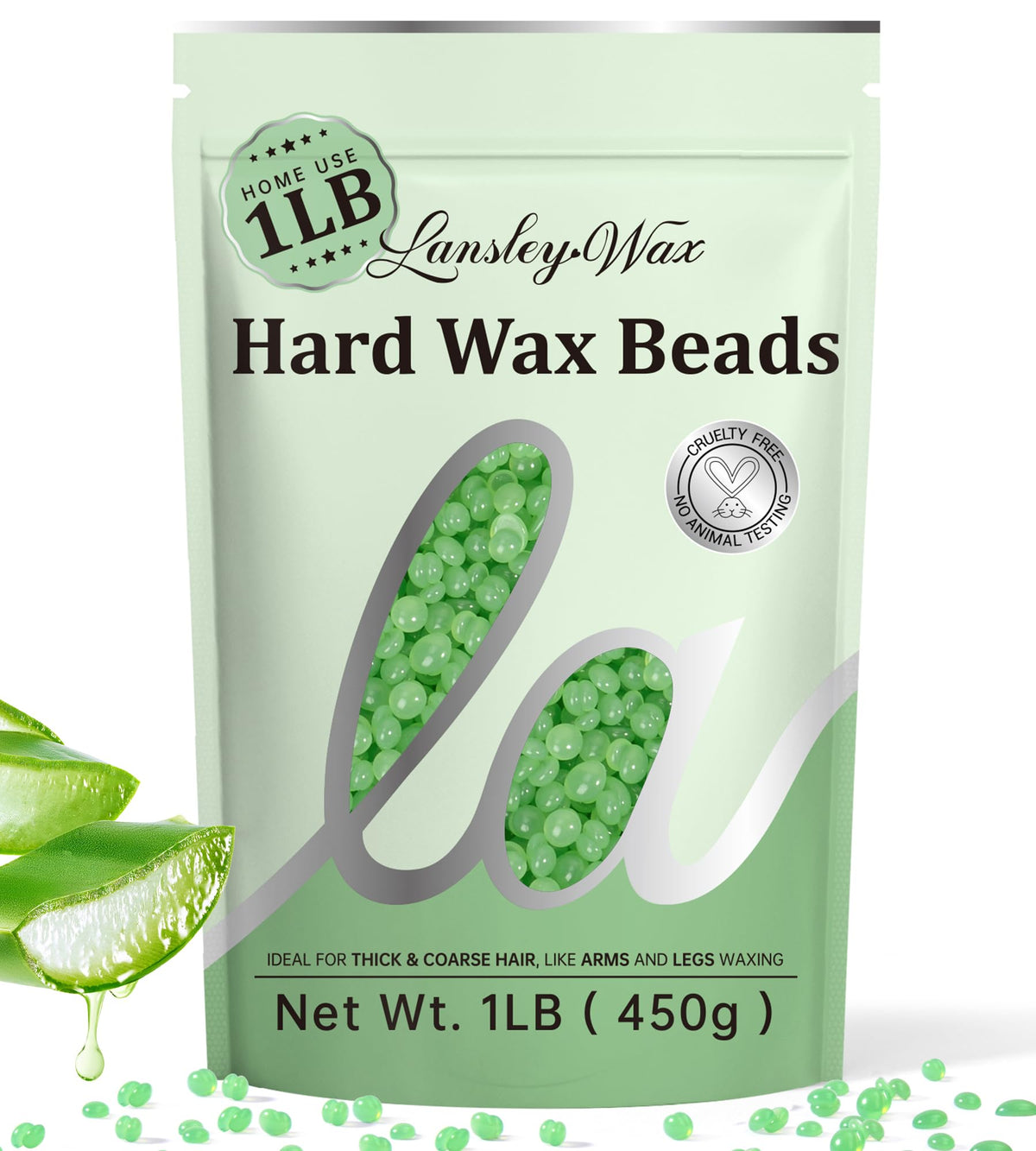 LANSLEYWAX Aloe Hard Wax Beads application close-up for long-lasting at-home waxing