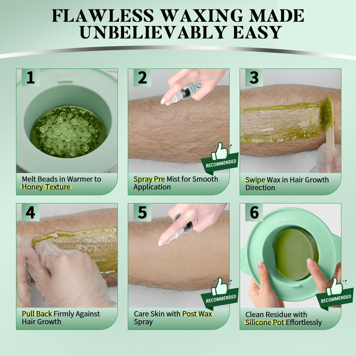 LANSLEYWAX Aloe Hard Wax Beads full-body at-home waxing kit for savings