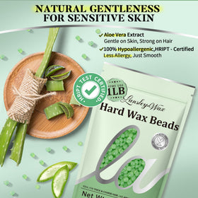 LANSLEYWAX Aloe Hard Wax Beads spreading on skin for gentle removal