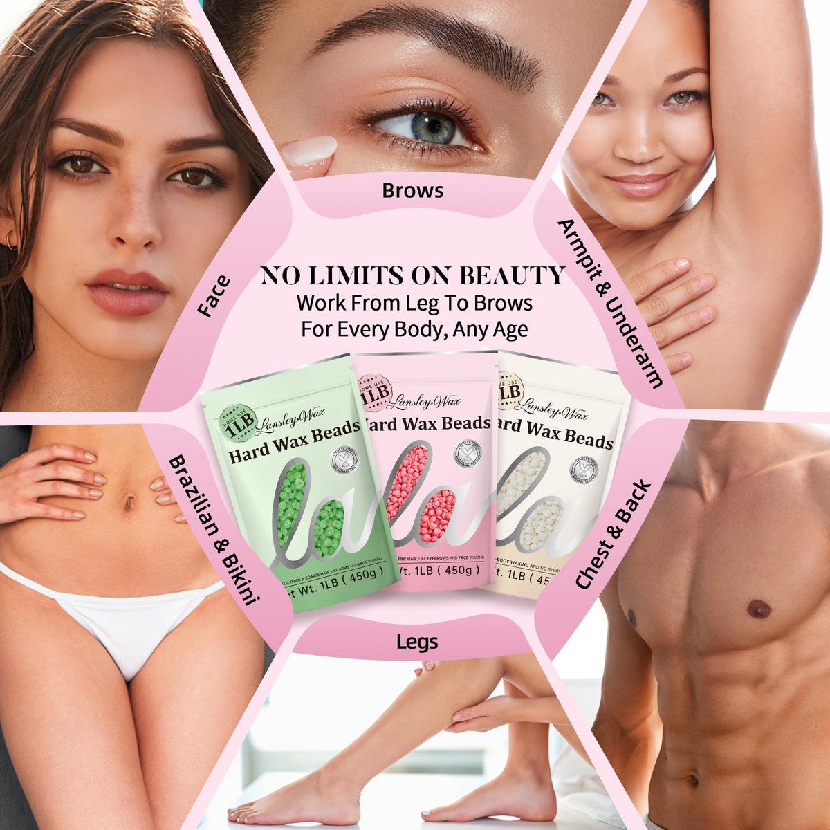 Face waxing application with LansleyWax for delicate areas