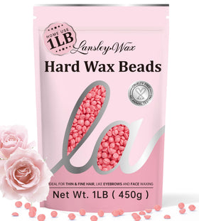 LansleyWax pink hard wax beads in a jar for at home waxing