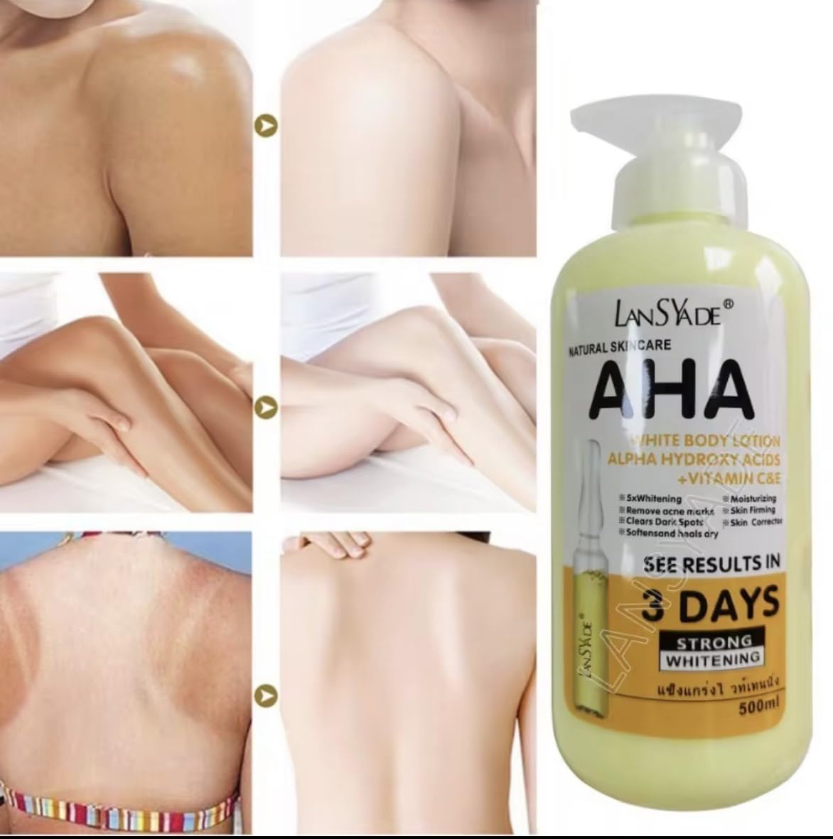 LanSYade AHA Body Lotion massage-application for even skin tone.