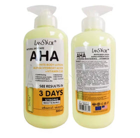 LanSYade AHA Body Lotion texture close-up showing smooth, hydrated skin.