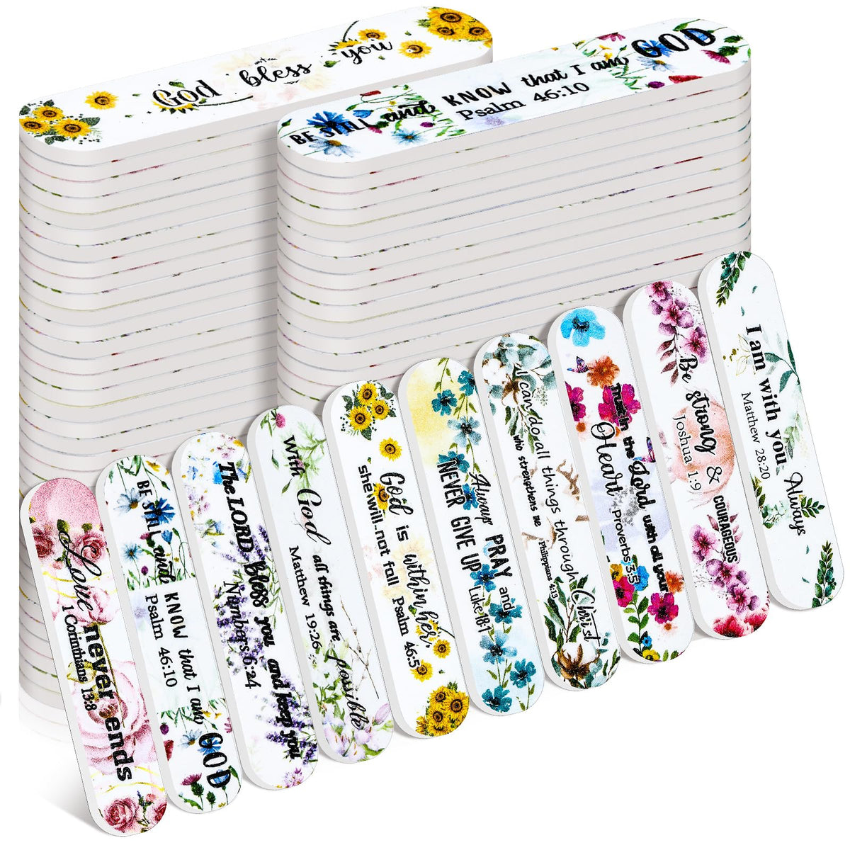 Lanties 100 pcs Christian nail files bulk, ideal for personal use and gifting at events.