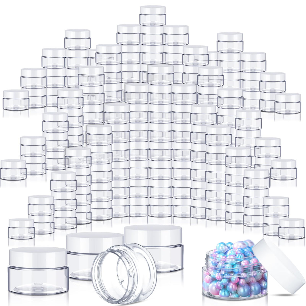 Lanties 200 pcs empty jars with lids for travel cosmetic storage