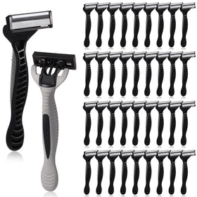 Lanties 24-piece men's disposable razors with individual packaging for safe travel