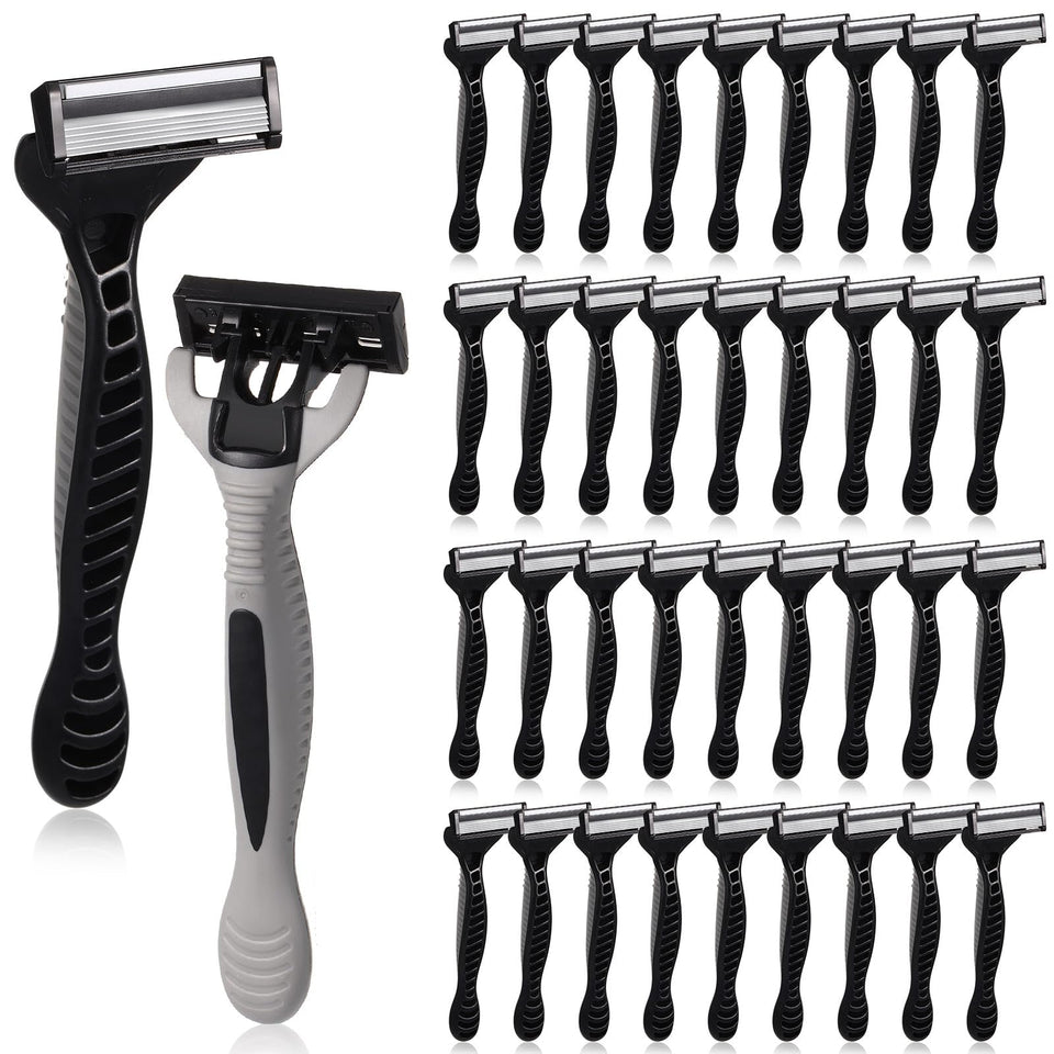 Lanties 24-piece men's disposable razors with individual packaging for safe travel