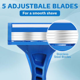 Lanties five-blade razor design offers a close, comfortable shave.