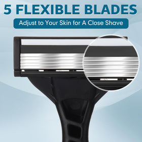 Lanties 5-blade razor head rotates 40 degrees for contour shaving
