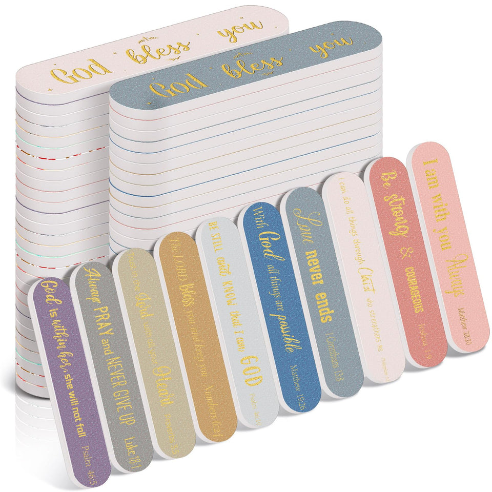 Lanties Bible verse nail files 100-piece set for gifting and daily use.