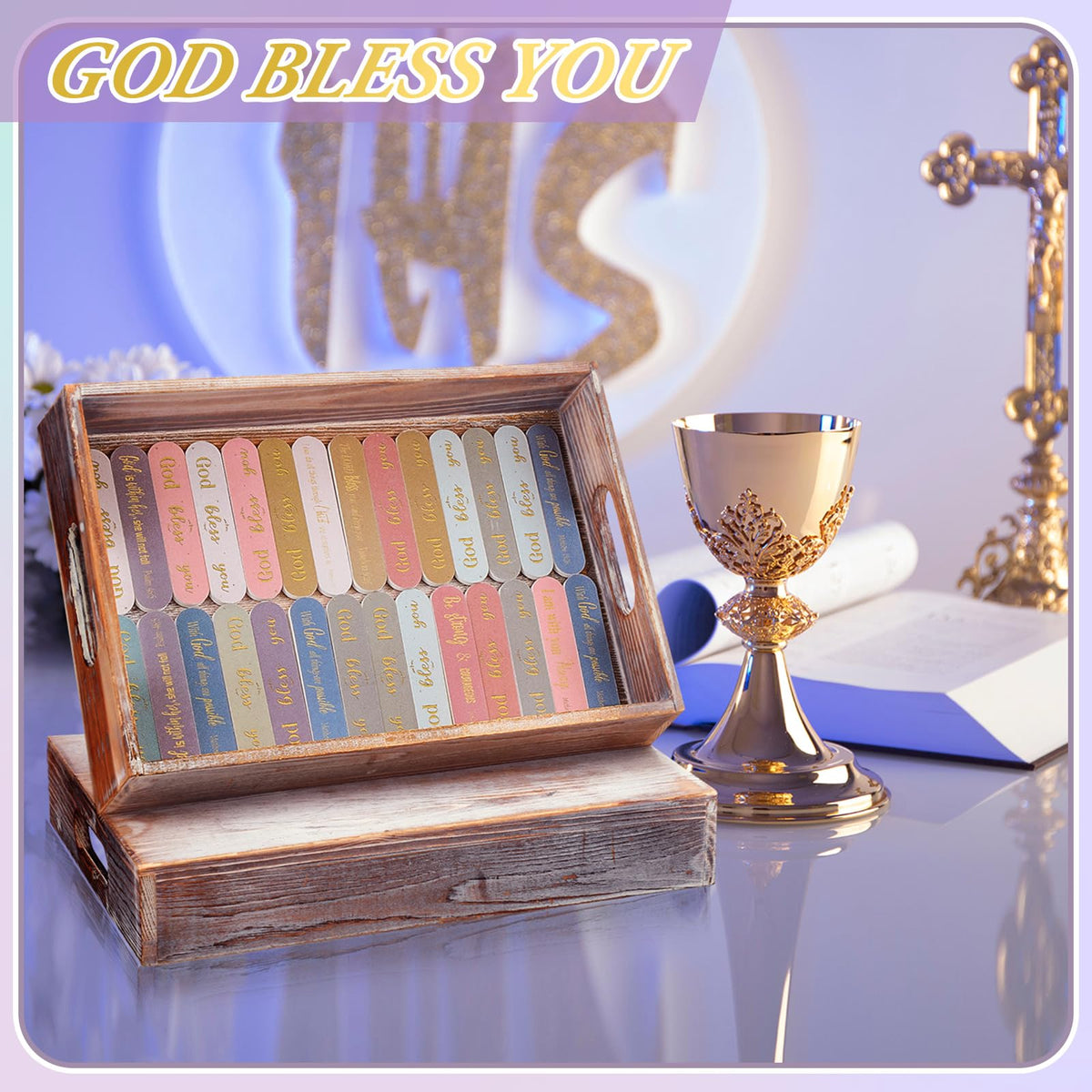 Lanties church event gifts: scripture nail files for coworkers.