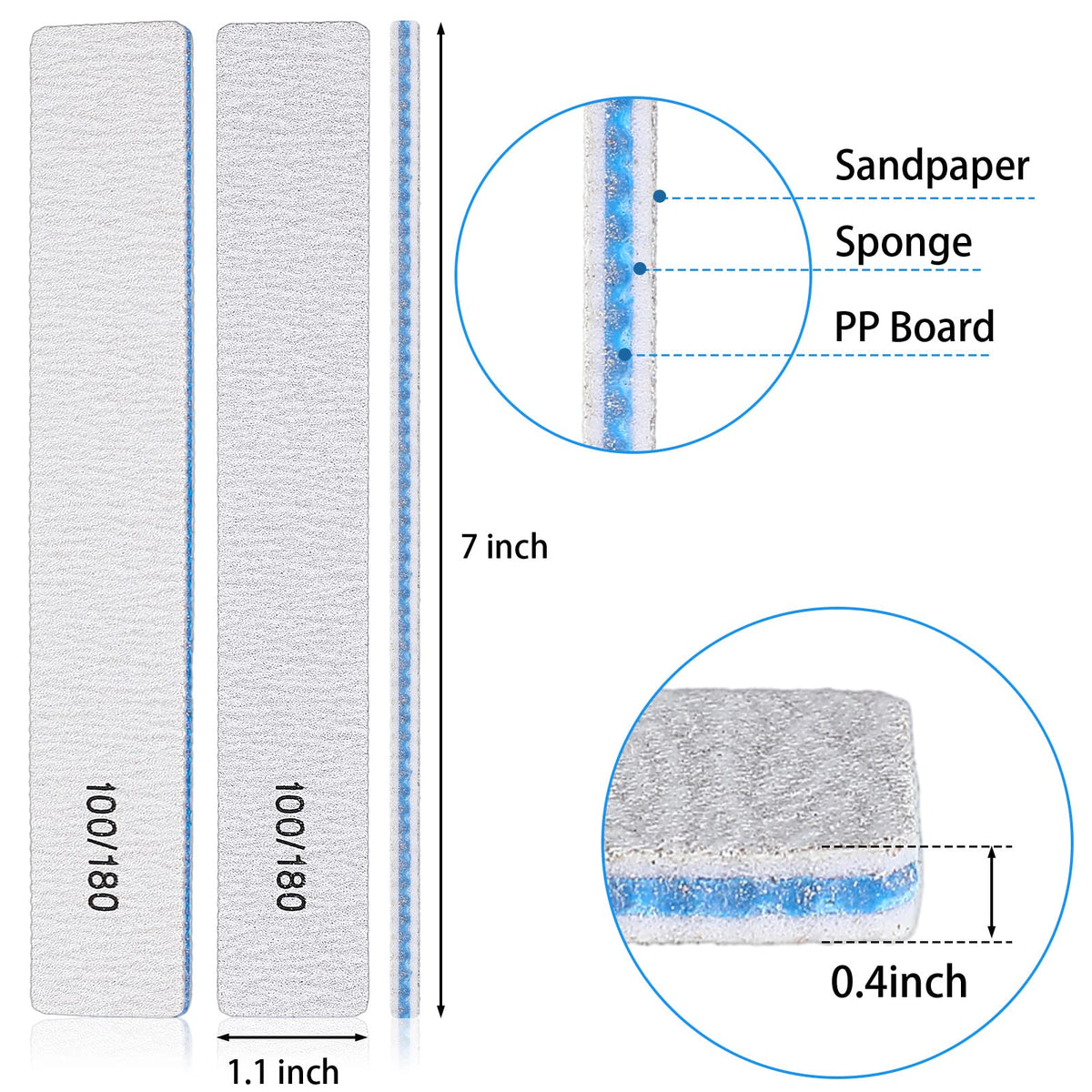 Lanties 100/180 grit double-sided emery board close-up for versatile nail shaping