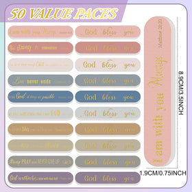 Lanties emery boards with Christian designs for motivation during grooming.