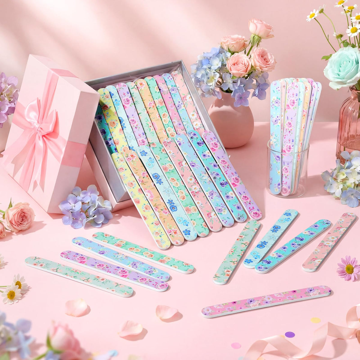Lanties floral emery boards provide durable, long-lasting manicure tools