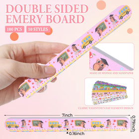 Lanties teacher-themed nail files featuring apples pencils notebooks patterns