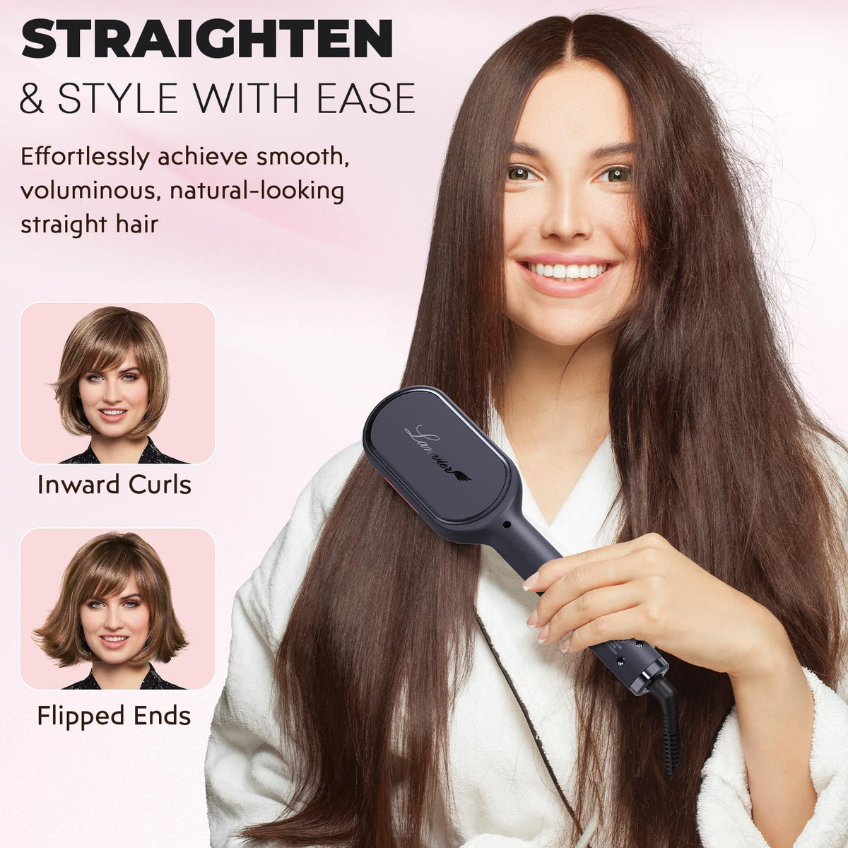 LANVIER anti-scald shield protects scalp during quick smoothing passes.