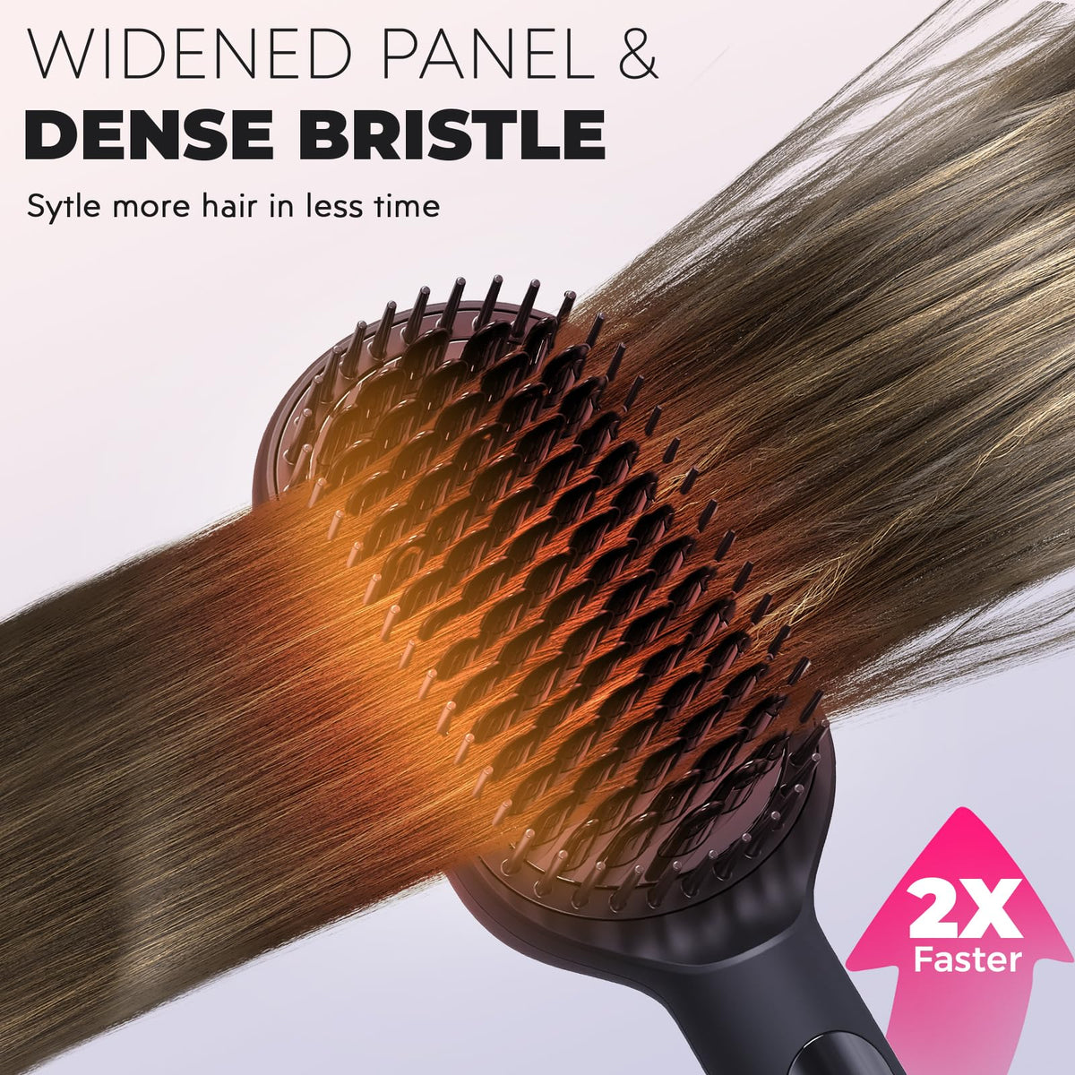 LANVIER brush features denser bristles for smoother detangling and even coverage.