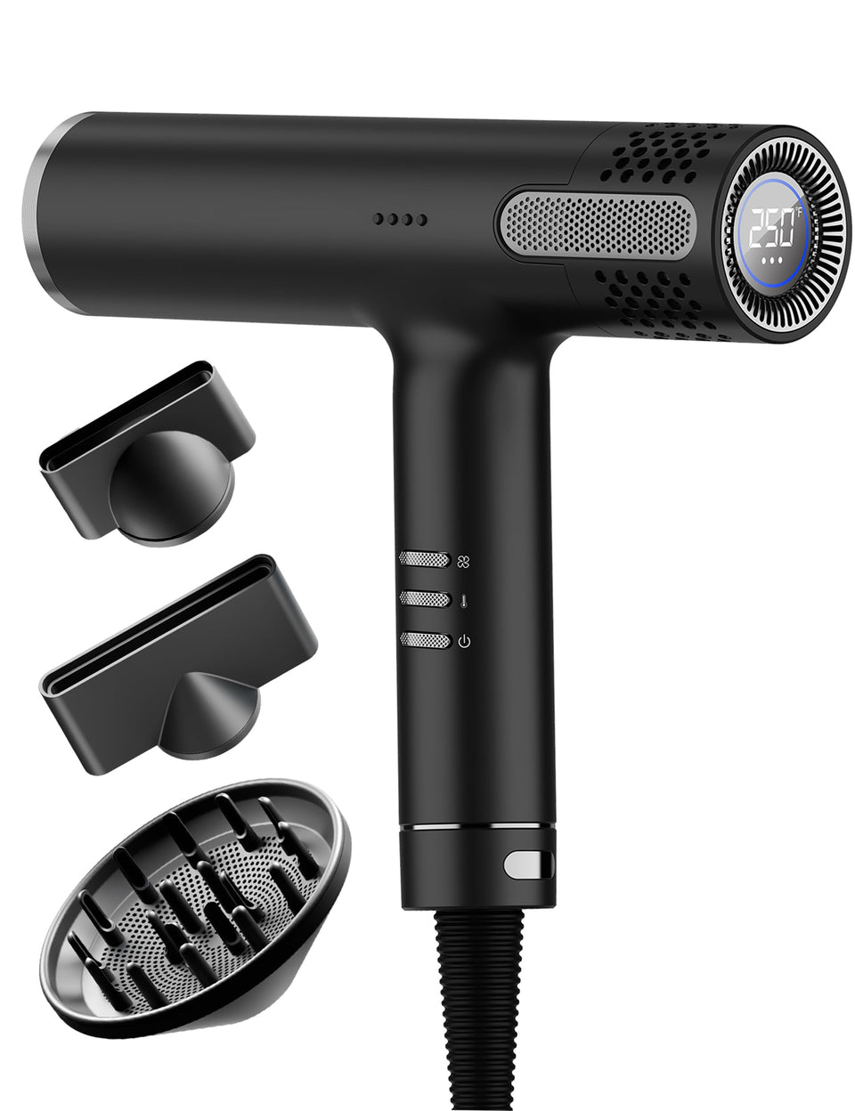 LANVIER hair dryer with diffuser ready for salon-quality blowouts and frizz control.