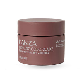 L’ANZA Healing ColorCare Masque bottle closeup showing color protection and moisture restoration.