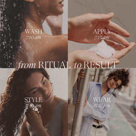 L’ANZA Healing Curls Butter Whip applying on damp curls for frizz control.