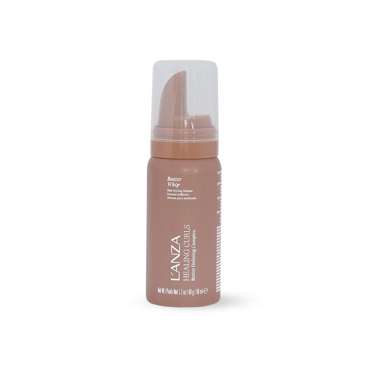 L’ANZA Healing Curls Butter Whip jar close-up highlighting hydration for defined curls.