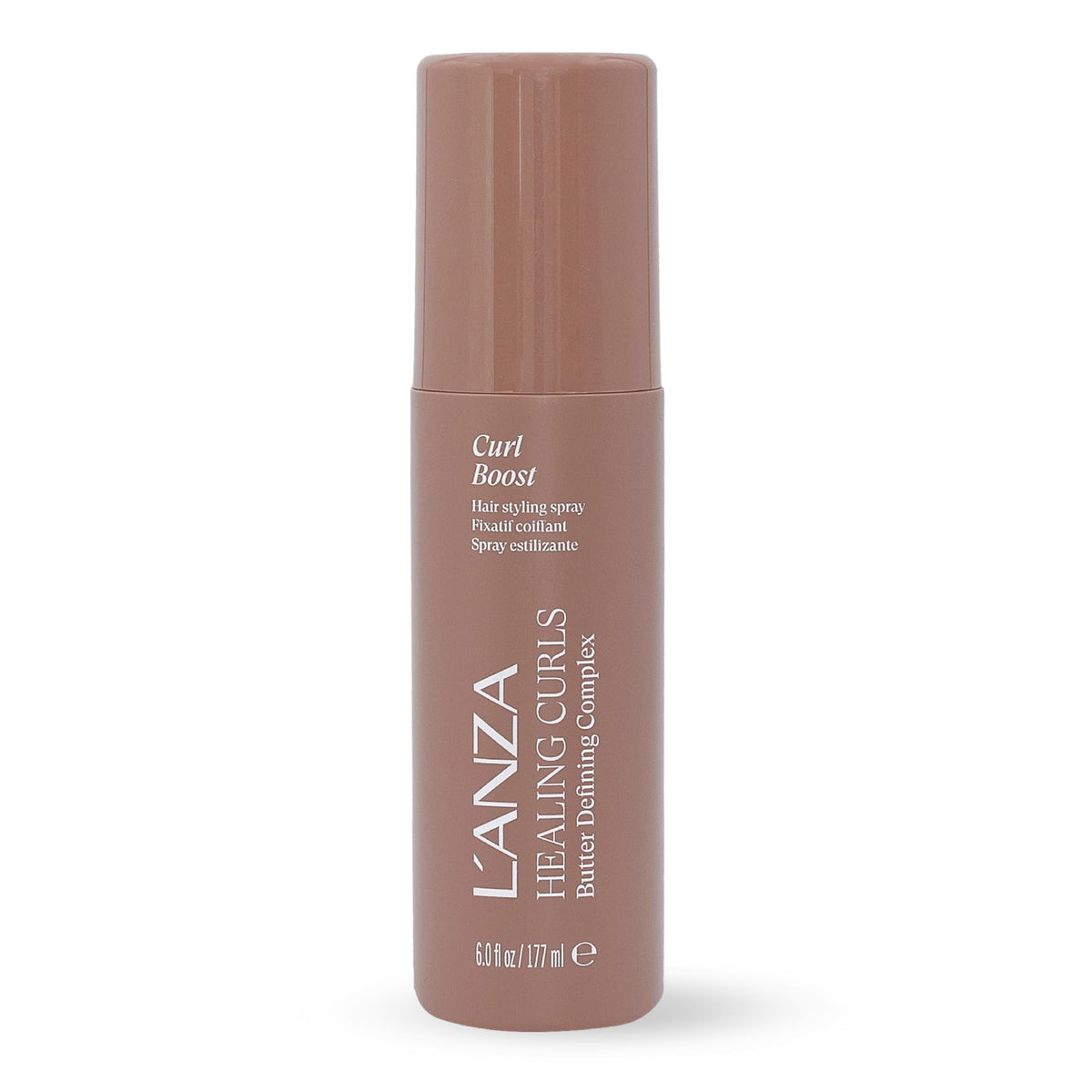 L’ANZA Healing Curls Curl Boost bottle for lightweight curl revival and shine.