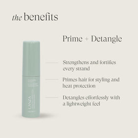 L’ANZA Healing Strength Detangling Primer dispensing pump; easy detangling and even distribution.